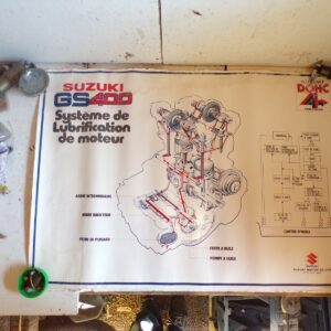 poster affiche Suzuki GS 400 lubrification moteur éclaté technique 41224